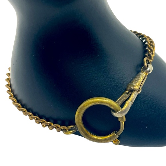 Antique gold tone pocket watch chain bolt clasp dog clip bracelet Germany
